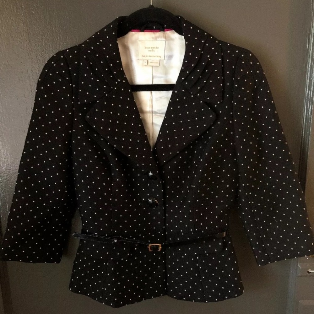 Kate Spade Black Polka Dot Blazer- size 4